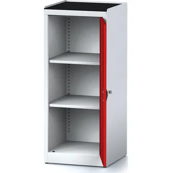 Alfa 3 Úzká policová dílenská skříň MECHANIC, 2 police, 490 x 500 x 1170 mm, červené dveře