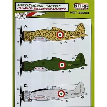 Plastikový model KORA Models 1/32 Decals MC.200 Italian Co-Belligerent A.F.