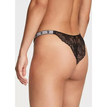 Kalhotky Victoria's Secret dámské brazilky s kamínky Lace Strap černé S