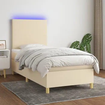 Ložnice vidaXL Box spring postel s matrací a LED 80 x 200 cm textil [3135229] Barva: krémová