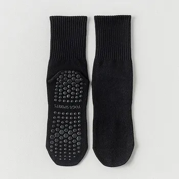 Bavlněné protiskluzové ponožky na pilates a jógu - Černá