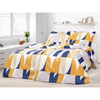 Povlečení Bavlněné povlečení - pastelové výseče na modré 200+220+2ks 70x90