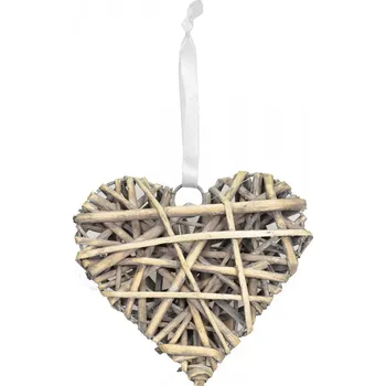 Proutěné srdce šedé s patinou 15x15x4 cm