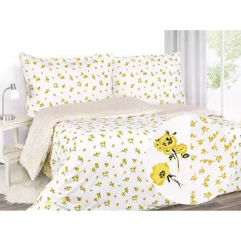 Povlečení Bavlněné povlečení - žluté kvítky na bílé - vende 140x200+70x90