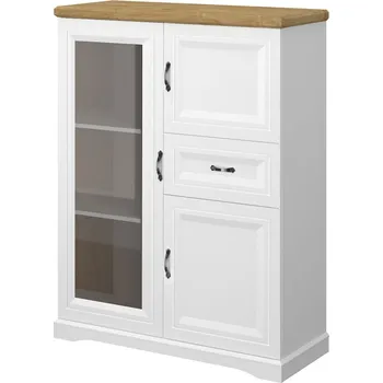 Knihovna Vitrína nízká 2d1w1s bílý / dub harbor Riva