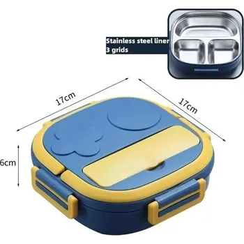 Jídlonosič Nerezový obědový box pro děti a piknik | jídlonosič - Modrá 3 mřížky