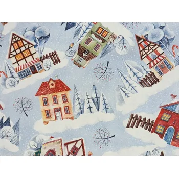 Bavlněná látka Zasněžené městečko