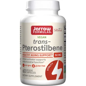 Zdraví Jarrow Formulas trans-Pterostilben, trans-pterostilben, 50 mg, 60 rostlinných kapslí Doplněk stravy