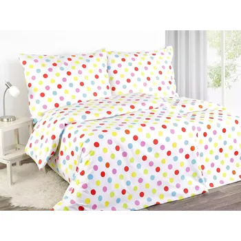 Povlečení Dětské bavlněné povlečení - barevné puntíky 140x200+70x90