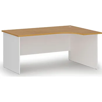 Psací stůl B2B Partner Rohový kancelářský psací stůl PRIMO WHITE, 160x120 cm, pravý, bílá/buk