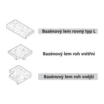 Venkovní dlažba FEROBET Staré Dřevo Bazénový lem roh vnitřní - 50,5*50,5*4,5 - Natur reliéfní