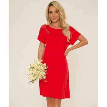 Dámská noční košile Košile De Lafense 737 Velar kr/r M-2XL Červená L