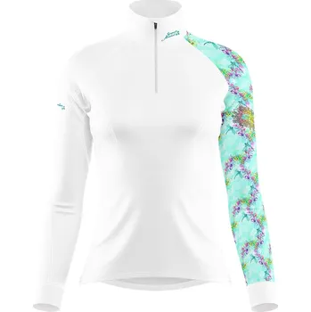 Dámské funkční triko dlouhý rukáv se zipem DRAGONFLY bílá Bamboo Thermo - Azurová / XS