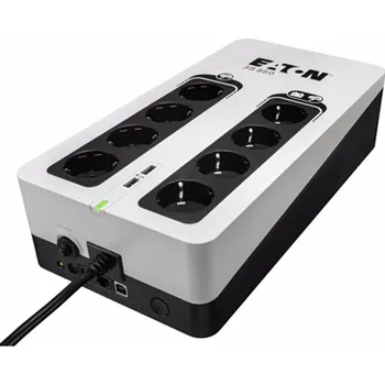 Elektroinstalační materiál Eaton 3S 850 DIN Off Line UPS 230V. 850VA/510W 4x zásuvka Schuko s bateriovou zálohou a přepěťovou ochranou + 4x zásuvka Shcuko s přepěťovou ochranou. Komunikace: USB port (v souladu s HID) pro automatickou integraci s většinou běžných operačních systémů