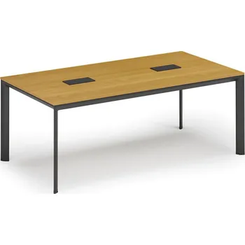 Psací stůl B2B Partner Jednací stůl PRIMO INVITATION, 200x100 cm, buk + 2x stolní zásuvka TYP II, černá