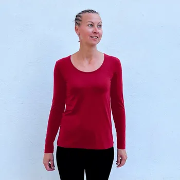 Dámské tričko Bambusové Tričko Basico Červené Dlouhý Rukáv Dámské Velikost: XXL