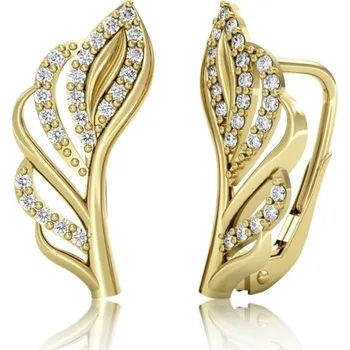 Náušnice Couple, Něžné náušnice Lisette, žluté zlato se zirkony, Patent klasický, 585-66-3-0419.0Z00.0.00.001.08