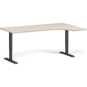 Psací stůl B2B Partner Polohovací stůl se zaoblenými rohy, 180x120 cm, 2 motory, L/P, černá podnož, bříza