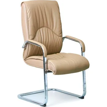 Konferenční / přísedící židle LUX, kožená, béžová
