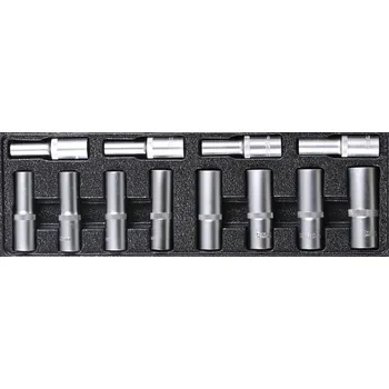 Sada nářadí Sada Gola hlavic 12 ks, prodloužené, šestihran - vložka do zásuvky EXPERT, 40 x 140 x 410 mm, chrom vanadium