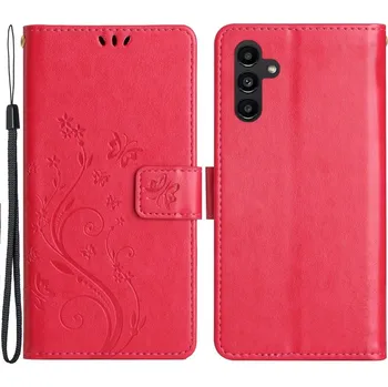 Pouzdro na mobilní telefon Flowers knížkové pouzdro na Samsung Galaxy A05s - červené