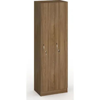 Šatní skříň Dřevěná šatní skříňka S5, 2 oddíly, 1900 x 600 x 420 mm, cylindrický zámek, ořech