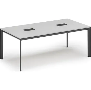Psací stůl Jednací stůl PRIMO INVITATION, 200x100 cm, bílá + 2x stolní zásuvka TYP I, černá