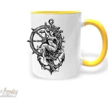 Hrnek - Mořská panna a kotva Barva: Žlutá