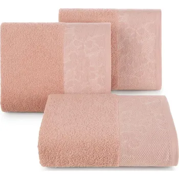 Osuška pudrová, žakárové květy 70x140cm