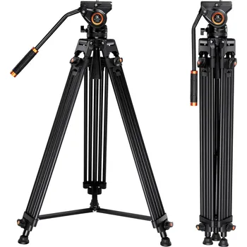 K&F 1.8m Video Tripod Transverse Center Column 8KG with Fluid Head VA18+ VH081