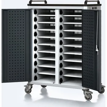 Alfa 3 Pojízdný nabíjecí vozík pro notebooky a tablety, 20 přihrádek, šedá/antracit