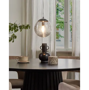 Průhledná skleněná závěsná lampa se sférickým stínením. Moderní vzhled Beliani