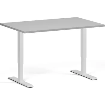 Psací stůl B2B Partner Výškově nastavitelný stůl, 120x80 cm, 2 motory, bílá podnož, šedá