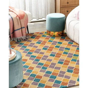 Koberec Koberec vícebarevný vlněný 160 x 230 cm s geometrickým vzorem ručně vyšívaný ložnice obývák Beliani