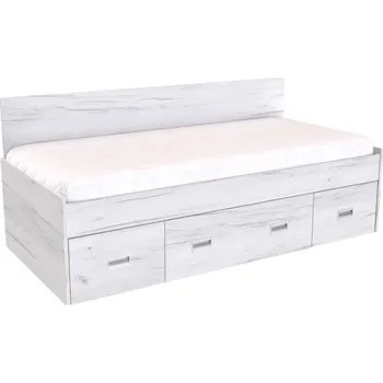 Postel Jednolůžko NEMO Dekor: Dub bělený, Úchytky: zapuštěné úchytky, Zvýšené čelo: zvýšené 1 čelo (zadní)