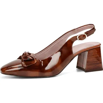 Dámské lodičky ETIMEĒ dámské elegantní lodičky s otevřenou patou 174-143-GINGER Hnědé