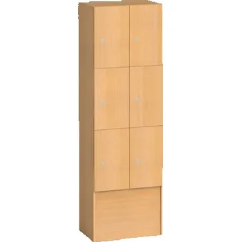 Šatní skříň Corping Dřevěná šatní skříňka S5 s odkládacími boxy, 6 boxů, 1700 x 600 x 420 mm, cylindrický zámek, buk