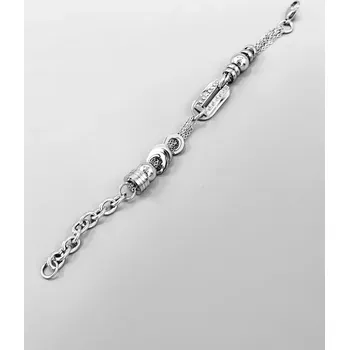 Náramek Ocelový náramek se zdobenou placičkou a korálky