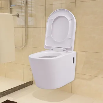 WC sada vidaXL Marketos Závěsné WC keramické bílé