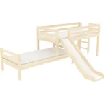 Domestav - DOMINO Zvýšené jednolůžko posuvné dělené čelo pravé zábrana A buk cink, mořený