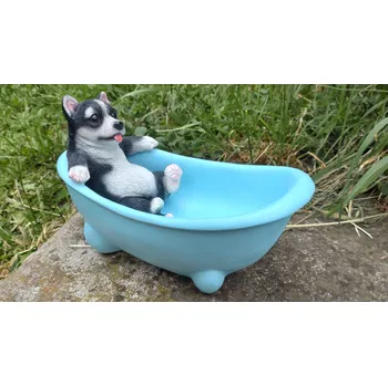 Zahradní dekorace Prodex Import Pes ve vaně pítko-obal větší