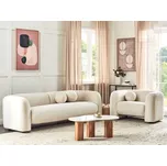 Sedací souprava krémově bílá sametové čalounění 4místná 3místná pohovka křeslo extra polštáře retro glamour art deco styl obývací pokoj Beliani