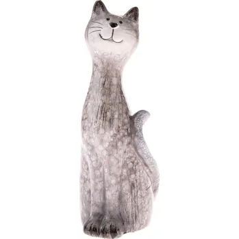 Zahradní dekorace Zahradní dekorace Sedící kočka, 5,4 x 13,6 x 4,7 cm, bílá + černá