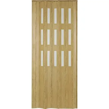 Interiérové dveře Shrnovací dveře GAMA 87x200 cm buk rustik prosklené