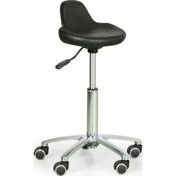 Pojízdná pracovní stolička PUR bez úchytu, měkká kolečka, černá