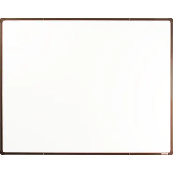 boardOK Bílá magnetická popisovací tabule s keramickým povrchem boardOK, 1500 x 1200 mm, hnědý rám
