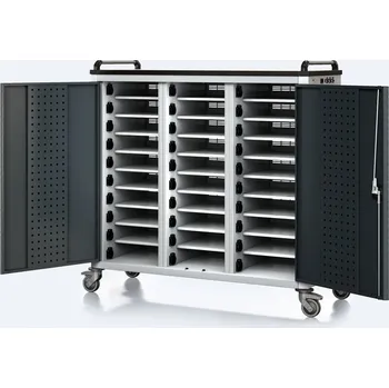 Alfa 3 Pojízdný nabíjecí vozík pro notebooky a tablety, 30 přihrádek, šedá/antracit