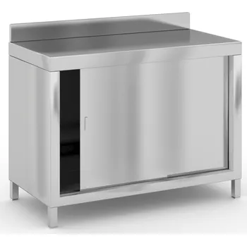 Dílenský stůl Nerezový stůl se skříní s posuvnými dveřmi, 1200 x 600 x 850 mm