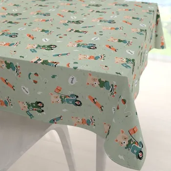 ubrus Dětský bavlněný čtvercový ubrus Sandra SA-468 Méďové na motorkách na zeleném 40x40 cm