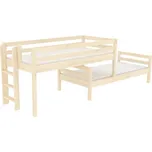 Domestav - DOMINO Zvýšené jednolůžko posuvné dělené čelo levé zábrana D smrk